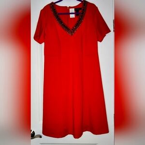 Red, blinged neckline size 14 Ashley Stewart dress